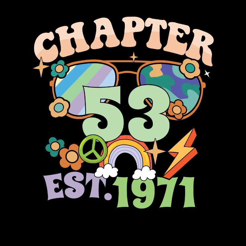 Turning 53 53rd Birthday Retro Theme Peace Sign