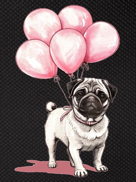 Pug and balloons