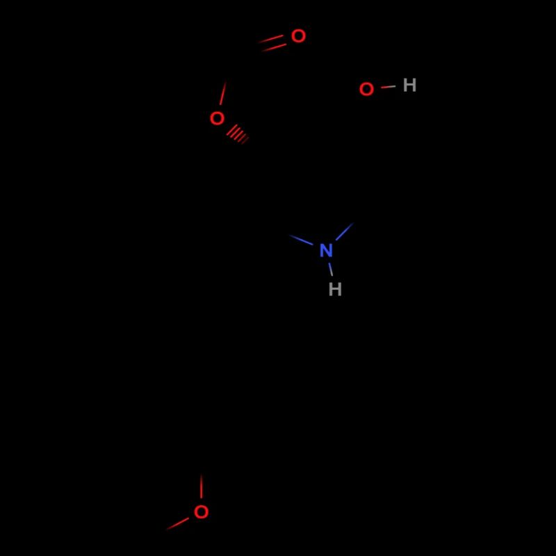 Molécule d’anisomycine - Formule structurale colorée