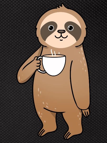 Sloth drinks coffee