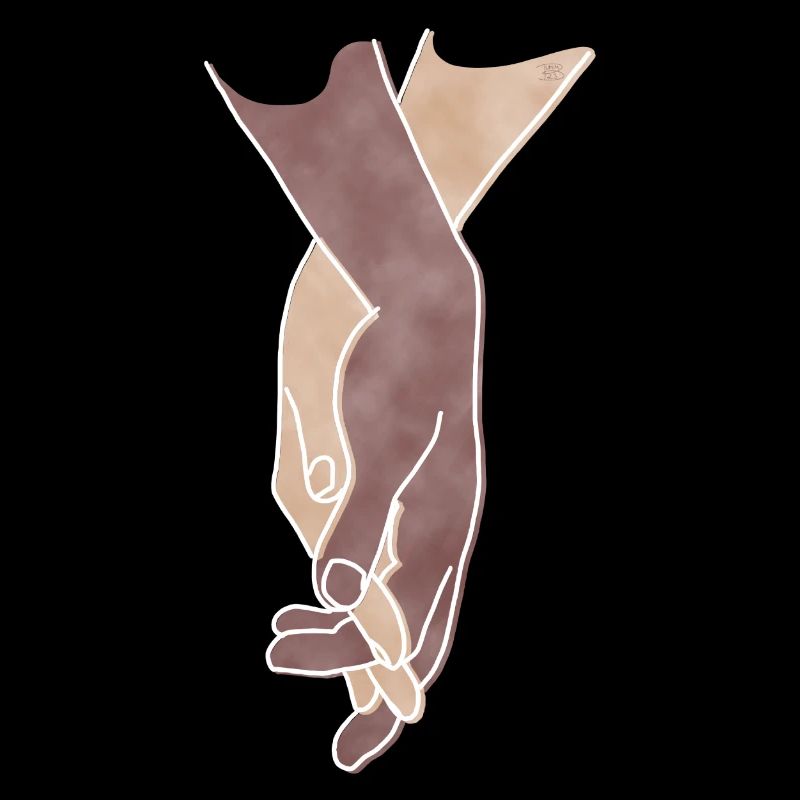 "Getting Close", Boho Line Art Design, Serie Hands