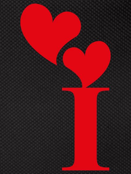 Letter i red heart