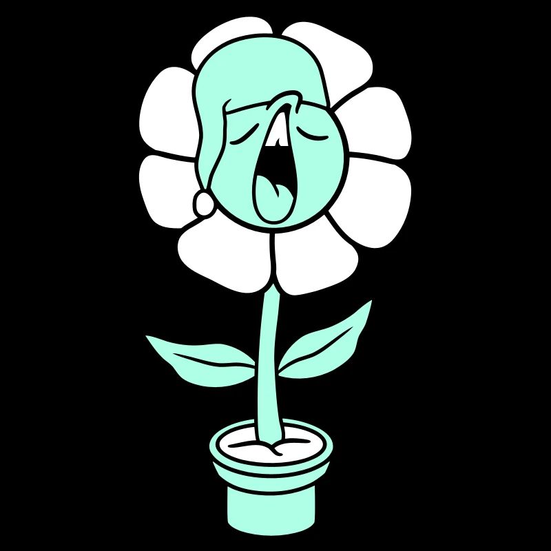 Bâiller fatigué somnolent tête fleur visage pot de fleur