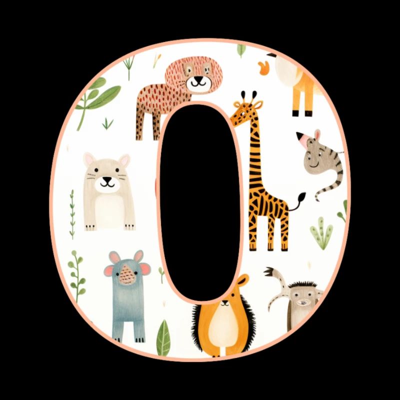 Buchstabe O, Monogramm, Tiermuster