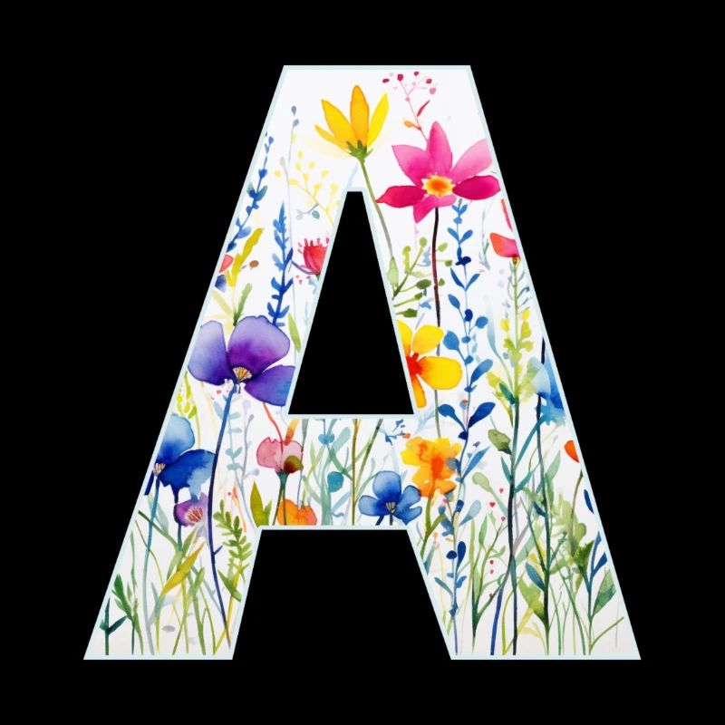 Buchstabe A, Monogramm, Blumenmuster