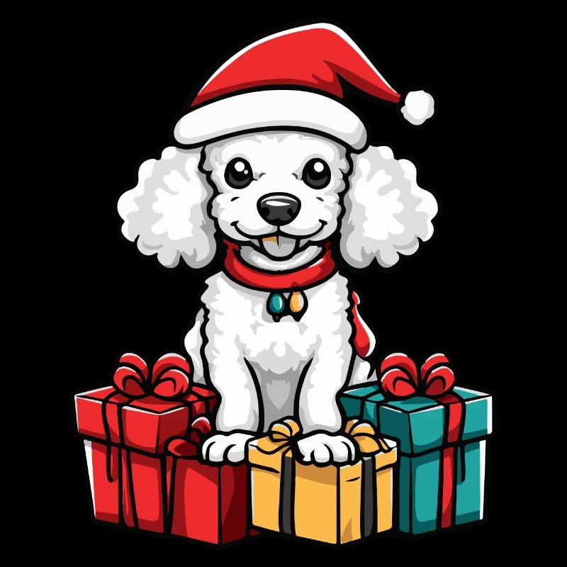 Pudel Hund Weihnachten Comic Geschenke