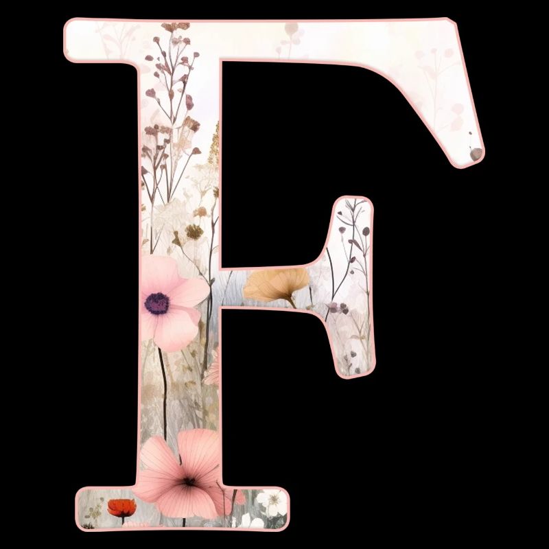 Personalisierbar Monogramm F Blumenmuster