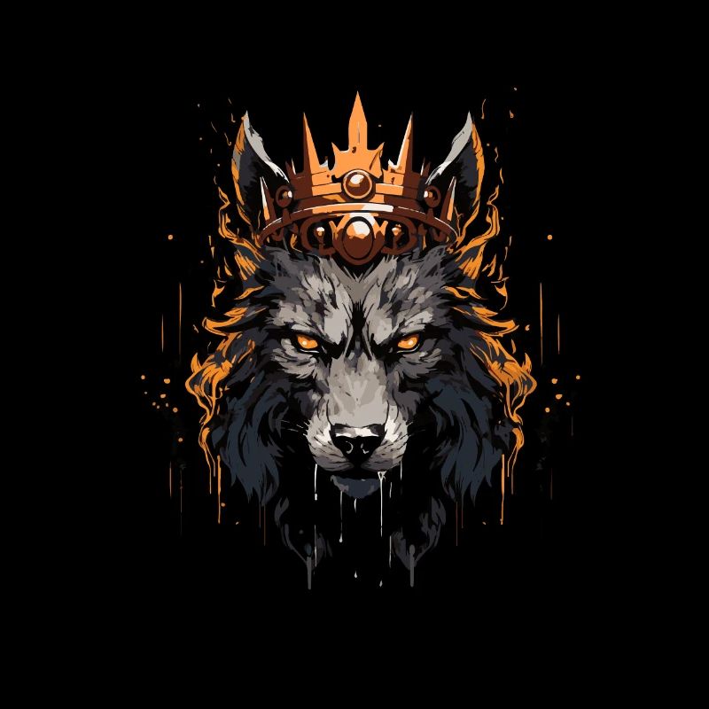 Wolf Kopf Porträt Krone