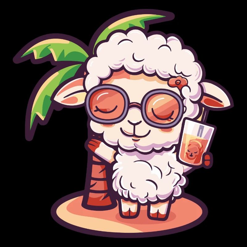 Schaf Sommer Strand Comic