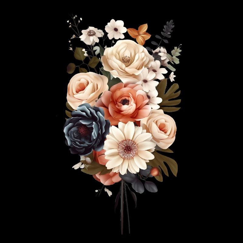 Magnifique pastel d’herbier de fleurs bohèmes