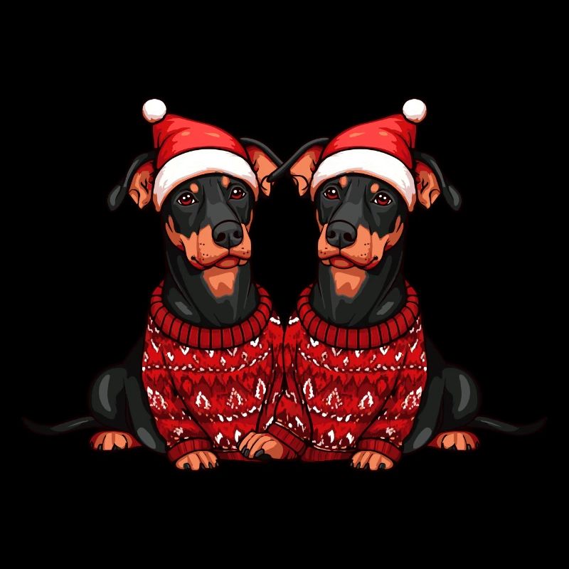 Équipe de Noël du chien doberman