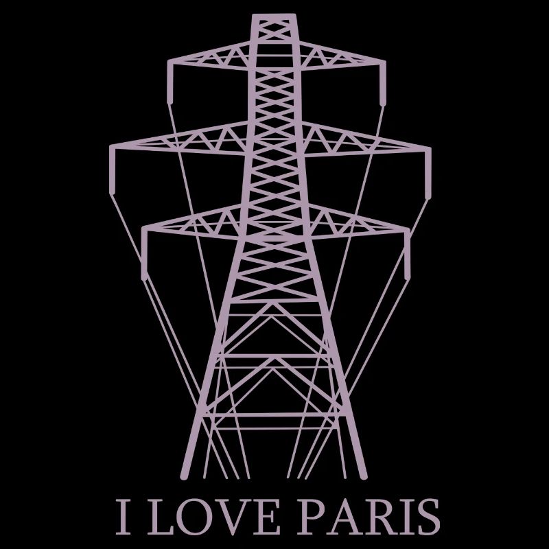Strommast als Eiffelturm "I Love Paris" Satire