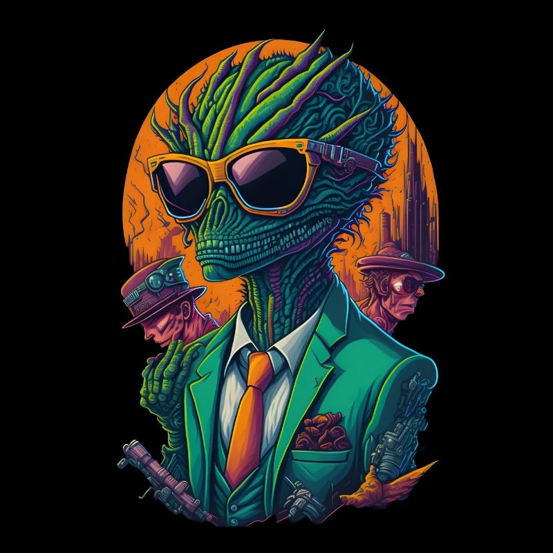 Alien dans l’espace avec lunettes de soleil et costume