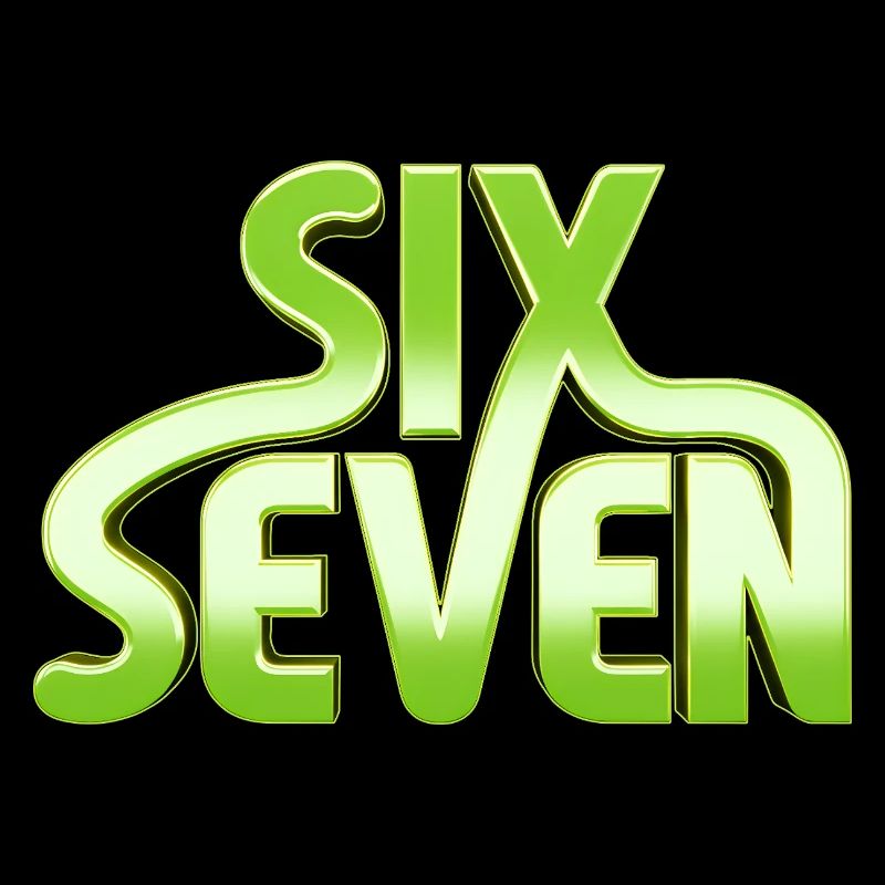 Six Seven 6 7 - 67 - Typographie verte Conception de mèmes