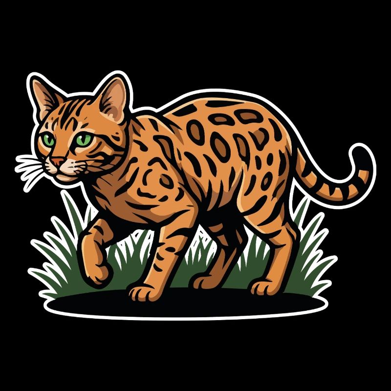 Chat Bengal Tacheté Maraude Forêt Vintage