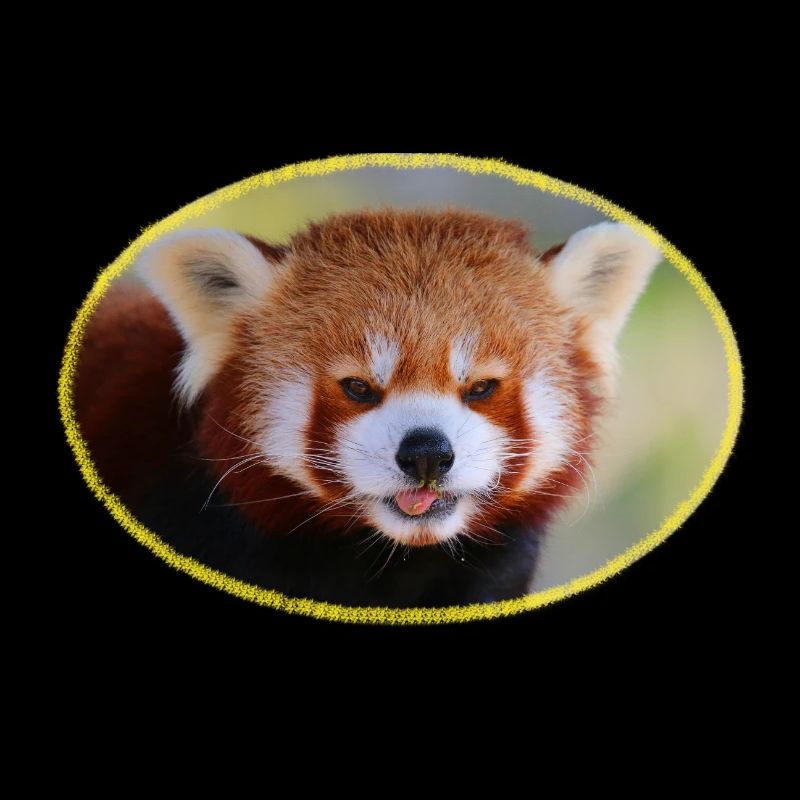 Regard de panda roux avec bordure jaune