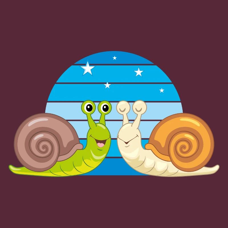 Two funny smiling snails