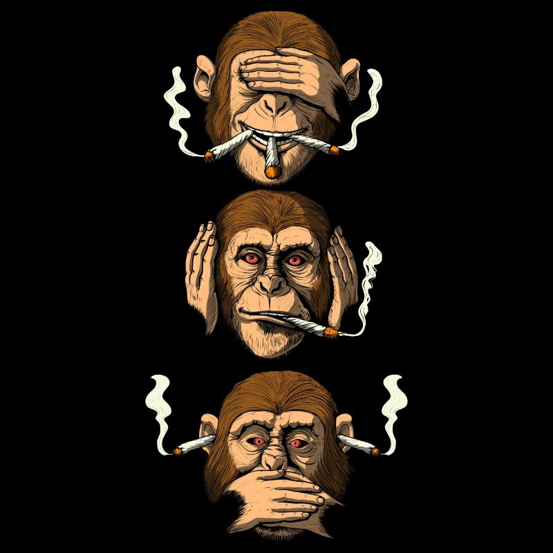 Three Wise Monkeys Smoking Weed