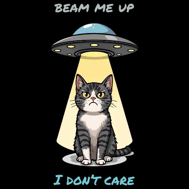 Irritated Cat & UFO Beam – “Beam Me Up” Meme