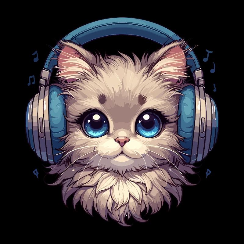 Süße Katze mit Doodle-Kopfhörern