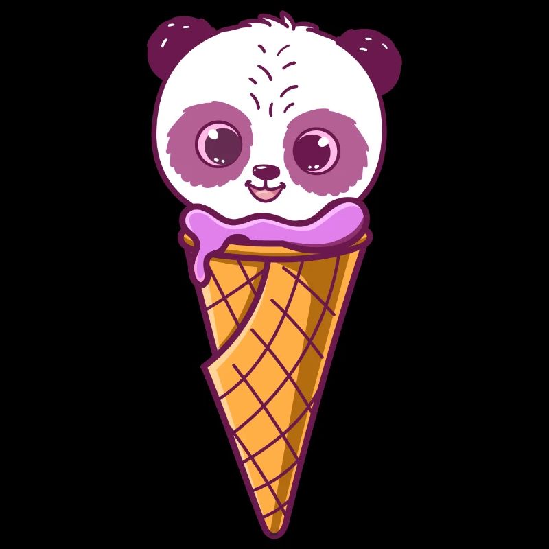 Cute panda head smiling on ice
