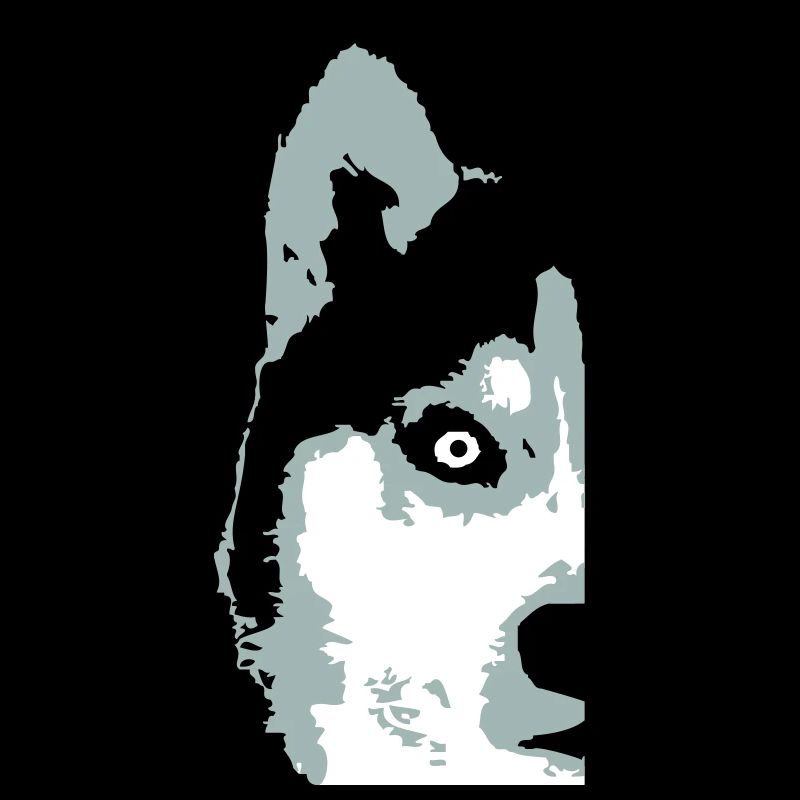 Dog White Husky Half Face Head Nice Cool