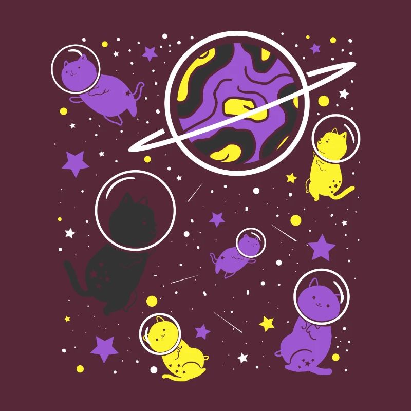Nonbinary Pride Cat in Space