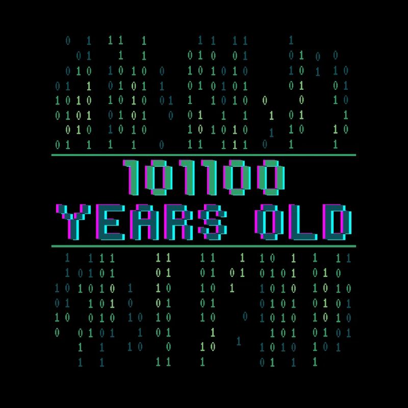44th Birthday 44 years old Binary Code Computer Science