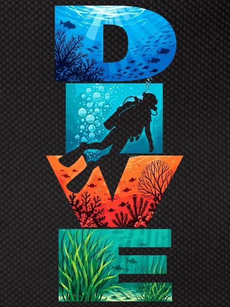 Dive Underwater Letter Art