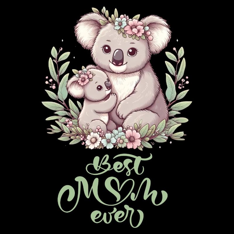 Meilleure maman jamais Koala embrasser Couronne de fleurs