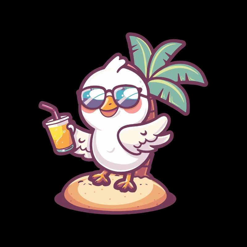 Taube Vogel Sommer Strand Comic