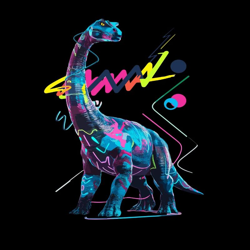 Neon Dinosaur Abstract Artwork