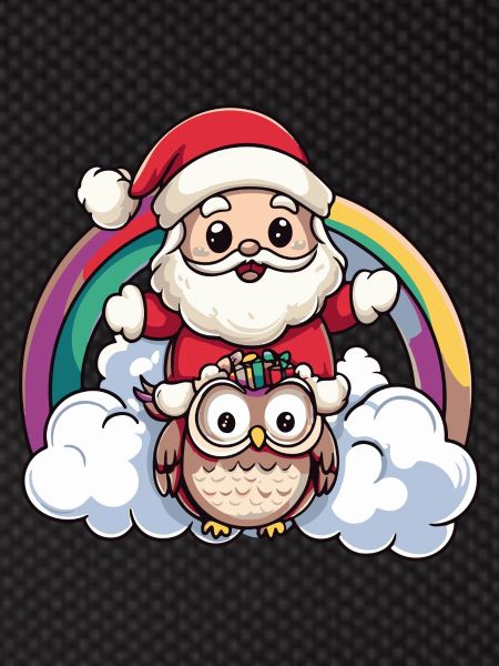 Eule Weihnachtsmann Regenbogen