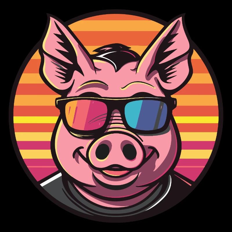 Cochon Bande Dessinée Été Cool