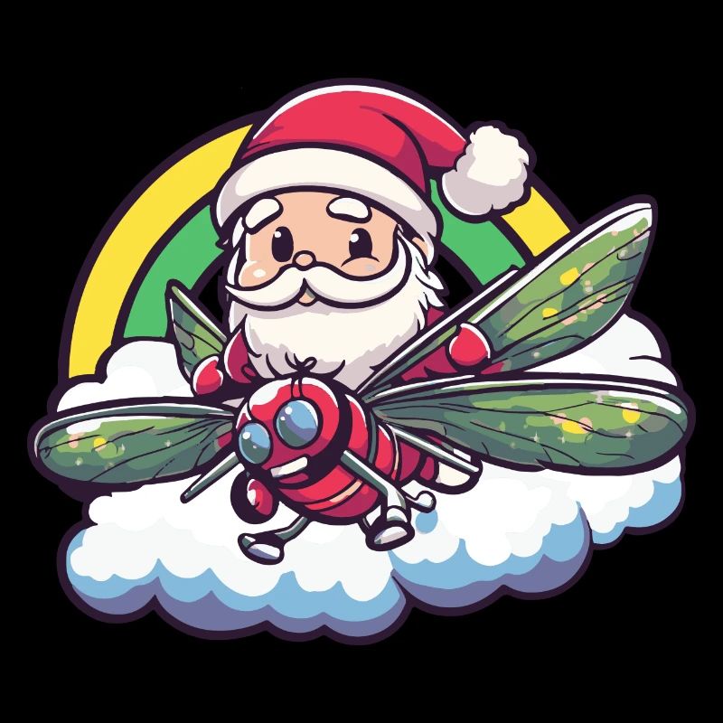 Libellule Père Noël Arc-en-ciel