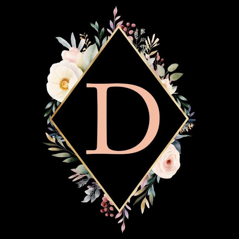 D Monogram, Floral, Boho
