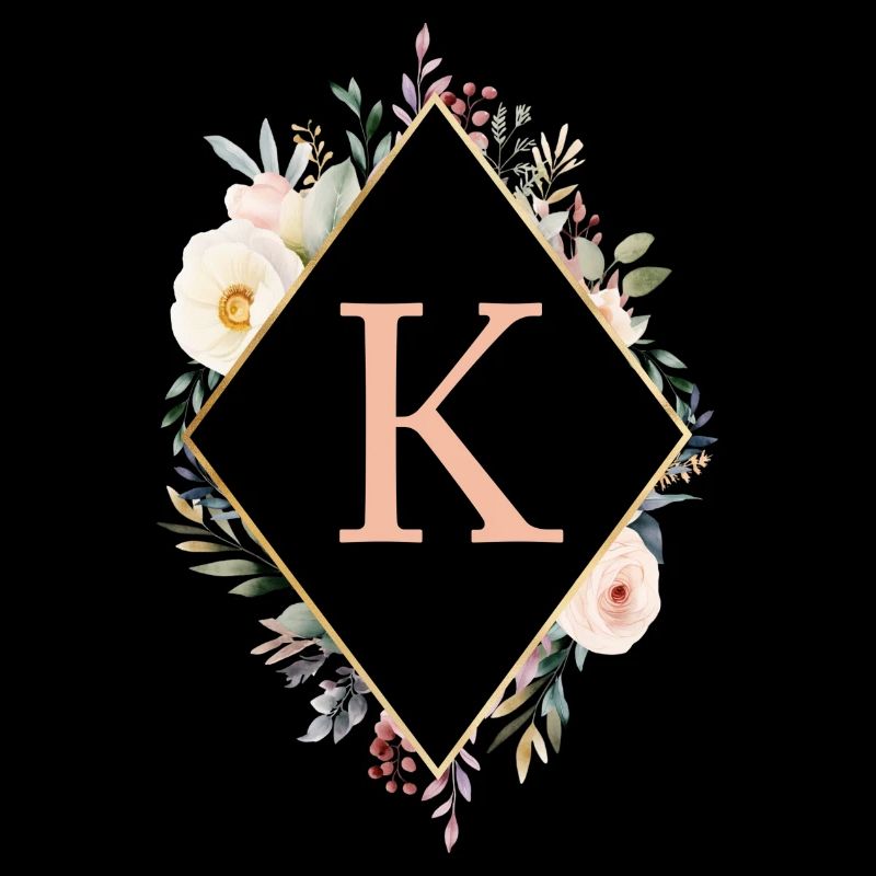 K Monogramm , Floral, Boho