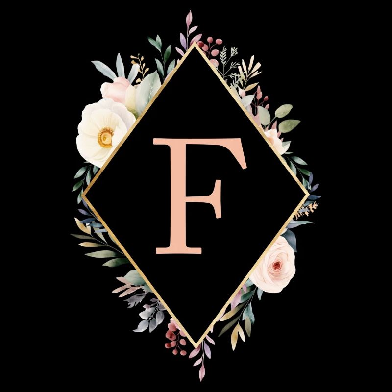 F Monogram, Floral, Boho