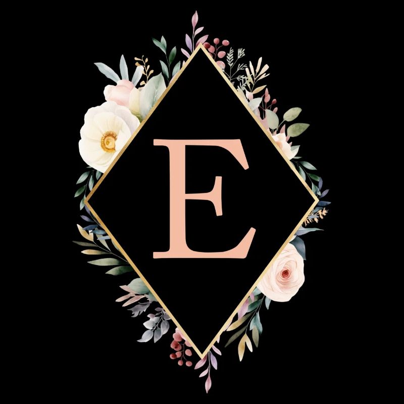 E Monogram, Floral, Boho