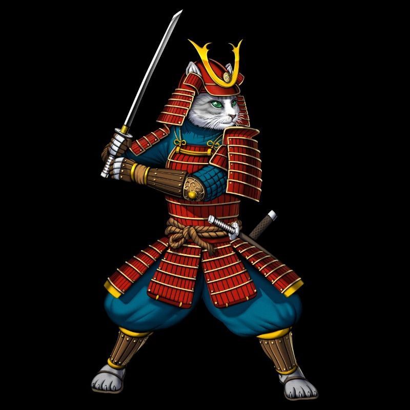 Katze Japanischer Samurai Ninja