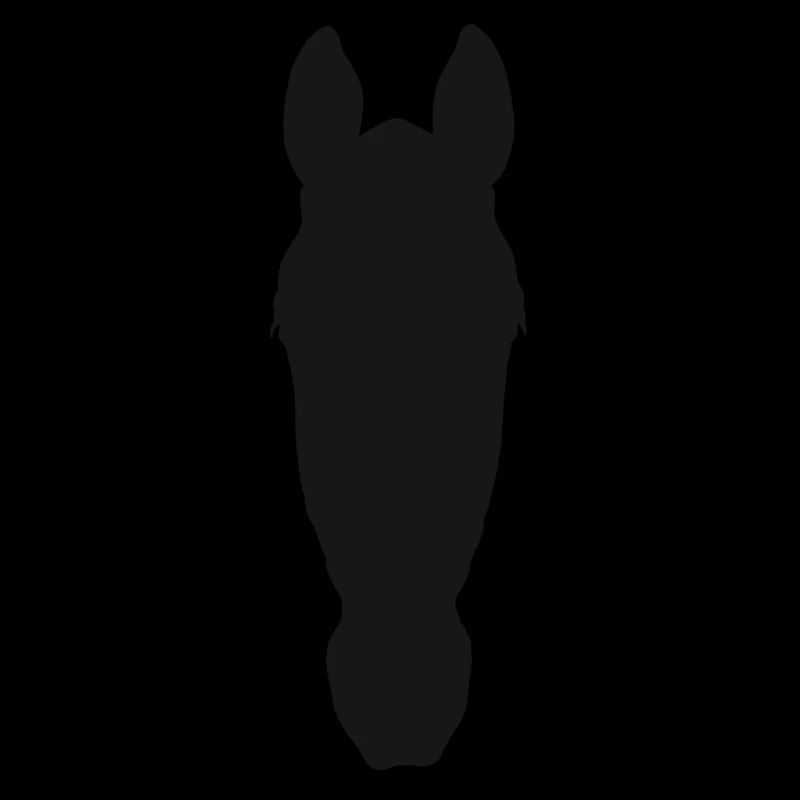Silhouette frontale de la tête de cheval