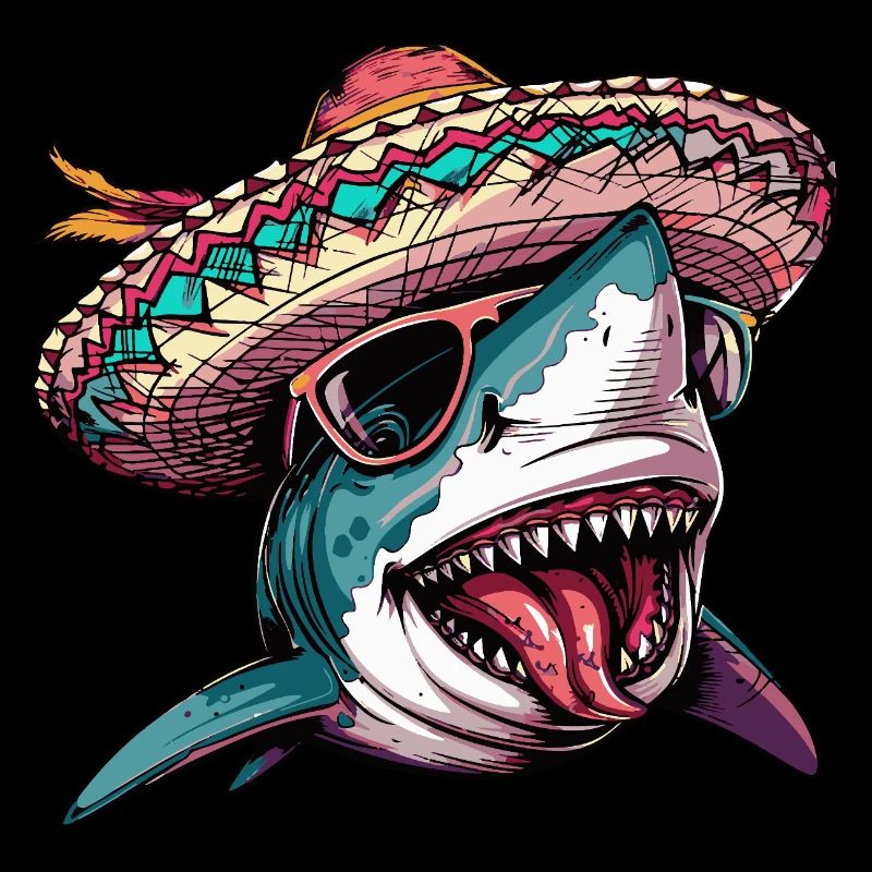Shark Comic Funny Sombrero