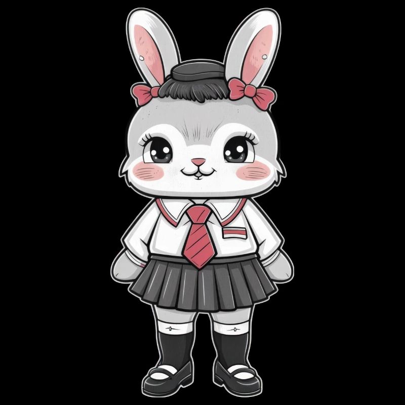 Cute bunny in traditional school uniform.