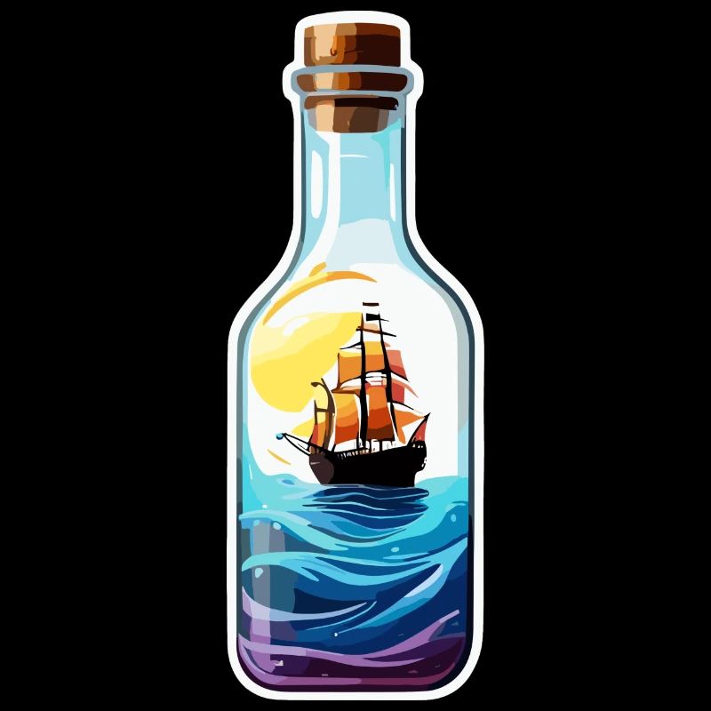 Flaschenschiff / Flaschenpost / Ahoi / Anker