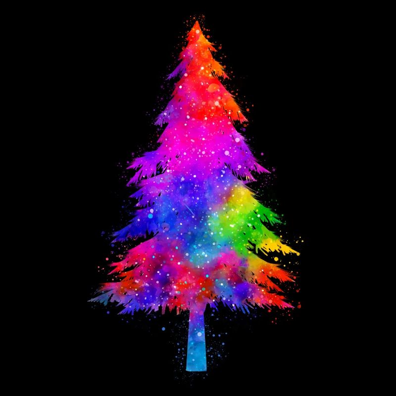 Weihnachtsbaum bunt Wasserfarben Geschenkidee