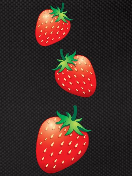 3 strawberries going down