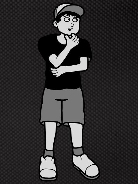 Boy considers pose