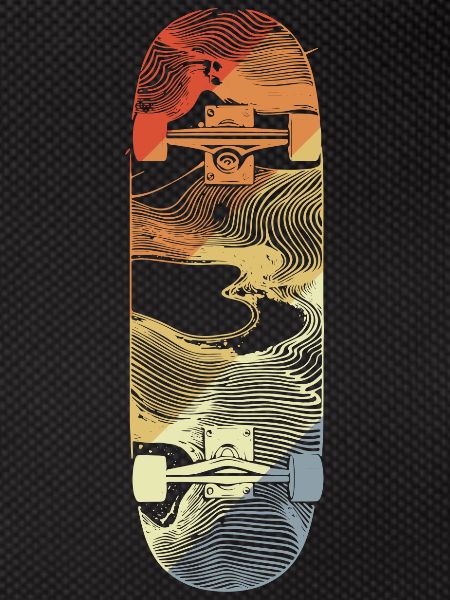 Retro Skateboard Drawing