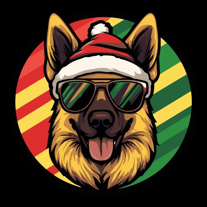 German Shepherd Dog Christmas Cool