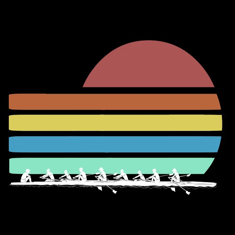 Retro Sunset Team & Crew Rowing T-Shirt Present
